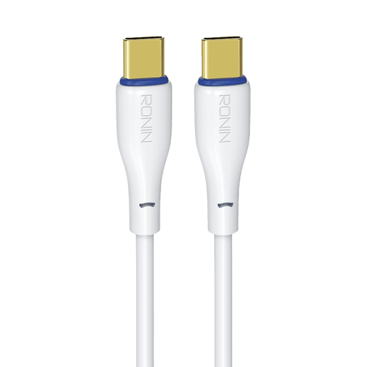 RONiN R-2005 Type-C to Type-C durable charging cable with fast-charging capabilities, suitable for smartphones, tablets, and USB-C compatible devices.